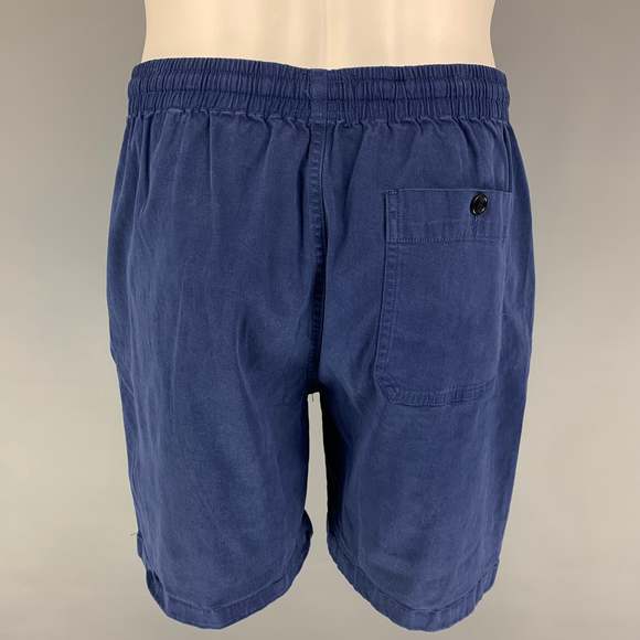 TODD SNYDER Size M Navy Cotton Blend Drawstring Shorts - Picture 2 of 4